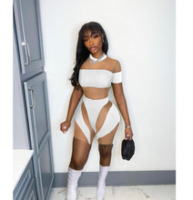 Load image into Gallery viewer, Short Sleeve Printed Mesh Rompers
