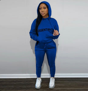 A Letter Print Hooded Sweatshirt Two Piece Pant Sets