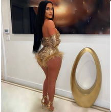Load image into Gallery viewer, Sexy Sequin Feather Splicing Bodysuit
