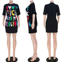 Load image into Gallery viewer, Letter Print O Neck Casual T-Shirt Dress
