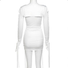 Load image into Gallery viewer, Solid long Sleeve Shawl Holes Bandage Skirt 2 Piece Set
