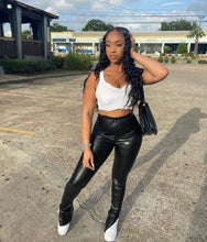 Load image into Gallery viewer, PU Leather Elastic Split Skinny Pants
