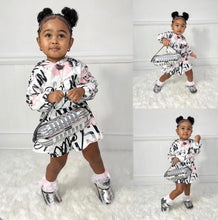 Load image into Gallery viewer, Kids Girls Printed Long Sleeve Hooded And Skirt Two Piece Set
