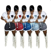 Load image into Gallery viewer, Contrast Color Short Sleeve Shirt And Skirt 2 Piece Set
