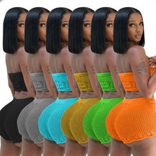 Load image into Gallery viewer, Casual Knitted Tube Top Shorts Two Piece Set
