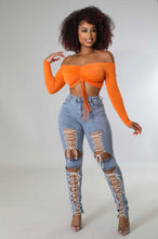 Load image into Gallery viewer, Denim Lace-Up Skinny Jeans
