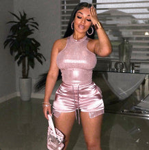 Load image into Gallery viewer, Fashion Hot Stamping Tank Top Drawstring Pocket Shorts Casual Suit
