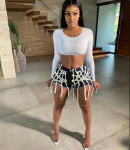 Load image into Gallery viewer, Denim Ribbon Skinny Jeans Shorts
