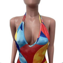 Load image into Gallery viewer, Casual Print Halter V Neck Maxi Dress
