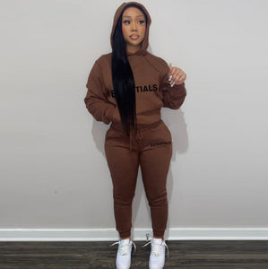 A Letter Print Hooded Sweatshirt Two Piece Pant Sets