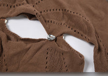 Load image into Gallery viewer, Solid Hollow Out Hooded Knits Jumpsuit
