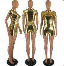 Load image into Gallery viewer, Fashion Hot Stamping Short Sleeve Shorts Two Piece Set
