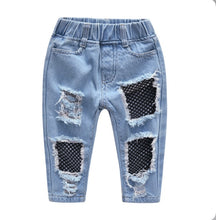 Load image into Gallery viewer, Kids Girl Letter T Shirt+Ripped Jeans Pants 2 Piece Sets
