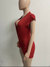 Load image into Gallery viewer, Solid Sexy Deep V Neck Mini Dress
