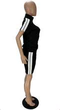 Load image into Gallery viewer, Letter Print Zipper Short Sleeve Shorts 2 Piece Set

