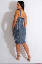Load image into Gallery viewer, Fashion Patchwork Sling Denim Mini Dress  Www.dreamempirellc.com
