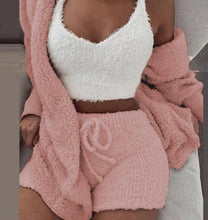 Load image into Gallery viewer, Plus Size Plush Pajamas Home Wear Casual Three Piece Short Set
