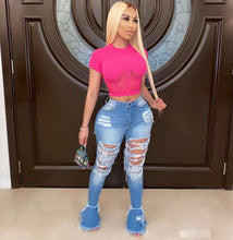 Load image into Gallery viewer, Plus Size 4XL Denim Ripped Hole Flared Jeans Pants
