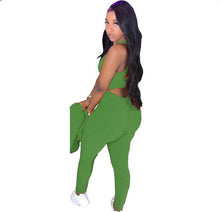 Load image into Gallery viewer, Solid Tanks+Zipper Coat+Pants 3 Piece Sets
