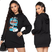 Load image into Gallery viewer, Casual Fleece Printed Hooded Sweatshirt Dress
