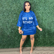 Load image into Gallery viewer, Letter Print Sequin Loose Casual Dress
