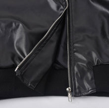 Load image into Gallery viewer, PU Leather Contrast Color Splicing Zipper Short Jacket
