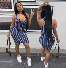 Load image into Gallery viewer, Striped Print Sleeveless Midi Dress
