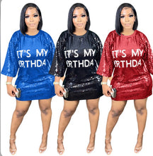 Load image into Gallery viewer, Letter Print Sequin Loose Casual Dress
