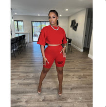 Load image into Gallery viewer, Casual Letter Print Short Sleeve Shorts 2 Piece Set
