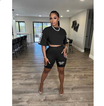 Load image into Gallery viewer, Casual Letter Print Short Sleeve Shorts 2 Piece Set
