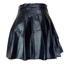 Load image into Gallery viewer, Fashion Black PU Leather Mini Pleated Skirt
