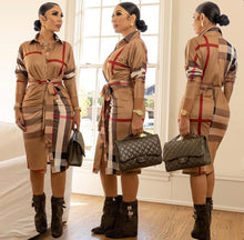 Load image into Gallery viewer, Stripe Print Tie Up Shirt Dress
