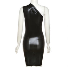 Load image into Gallery viewer, Sexy Slim Solid Color Slant Shoulder Sleeveless Hip Dress
