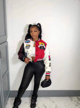 Load image into Gallery viewer, Fashion Print Rib Patchwork Baseball Jacket
