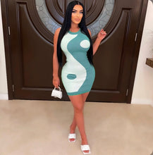 Load image into Gallery viewer, Color Block Sleeveless Tight Knit Mini Dress
