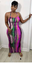 Load image into Gallery viewer, Tie Dye Print Backless Cross Strap Split Maxi Dress NYF
