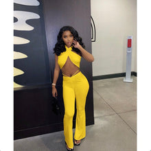 Load image into Gallery viewer, Sexy Solid Wrap Chest Two Piece Pant Sets
