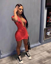 Load image into Gallery viewer, Print Deep V Neck Mini Dress
