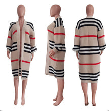 Load image into Gallery viewer, Casual Cardigan Long Knit Striped Coat
