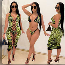 Load image into Gallery viewer, Sexy Leopard Swimwear Lace Up 3pcs Bikinis Set
