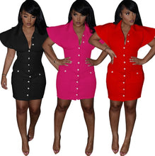 Load image into Gallery viewer, Solid Color Ruffle Sleeve Dress
