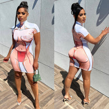 Load image into Gallery viewer, Sexy Printed Short Sleeve Slim Mini Dress
