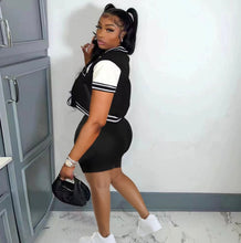Load image into Gallery viewer, Plus Size Contrast Color Print Baseball Two Piece Set
