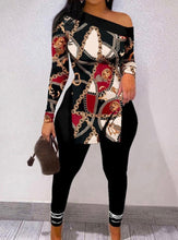 Load image into Gallery viewer, Plus Size Casual Print Long Sleeve Pencil Pants Two Piece Set
