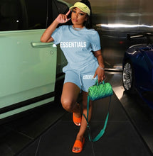 Load image into Gallery viewer, Plus Size Letter Print Loose T Shirt And Shorts Two Piece Set

