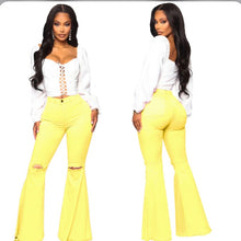 Load image into Gallery viewer, Plus Size Fashion All-match Ripped Denim Flared Pants
