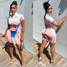 Load image into Gallery viewer, Sexy Printed Short Sleeve Slim Mini Dress
