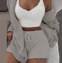 Load image into Gallery viewer, Plus Size Plush Pajamas Home Wear Casual Three Piece Short Set
