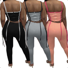 Load image into Gallery viewer, Colorful Ribbon Zipper Camisole And Pants Two Piece Set
