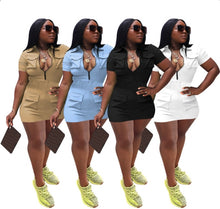Load image into Gallery viewer, Fashion Zip Pocket Solid Color Mini Dress
